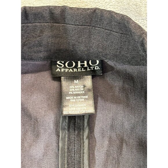 Soho Apparel LTD Jacket Women's Medium black blazer 3/4 Ruched sleeves - Picture 5 of 7